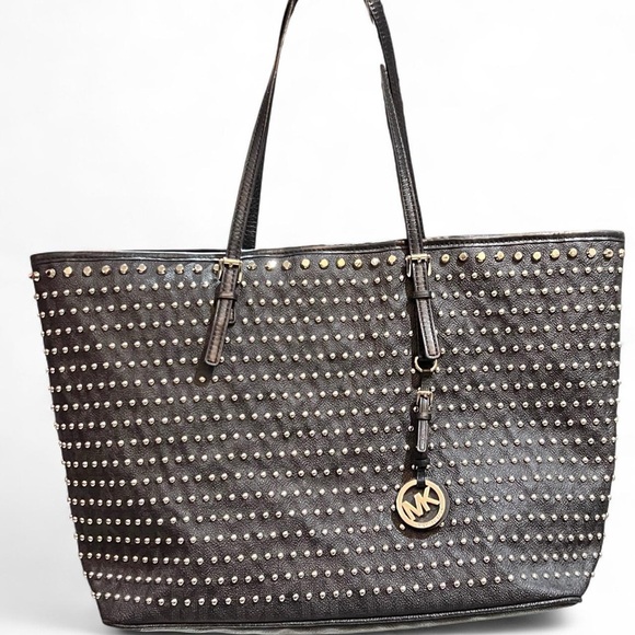 Michael Kors Black Studded Tote - Picture 1 of 15